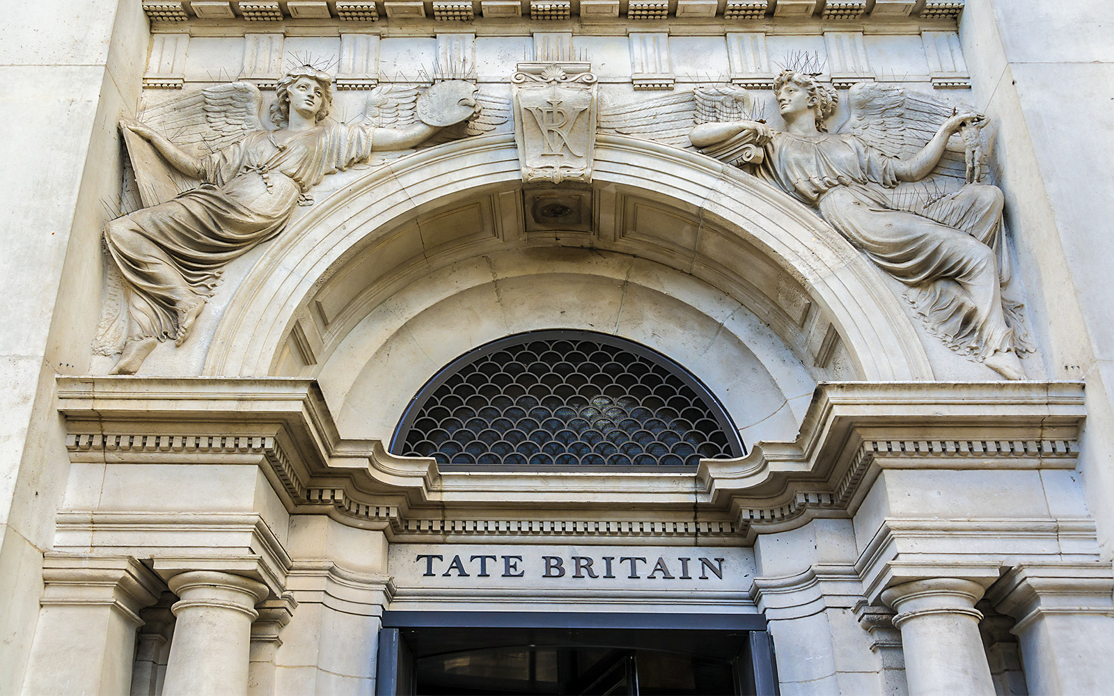 Tate Britain museum exterior in London with classical architecture.
